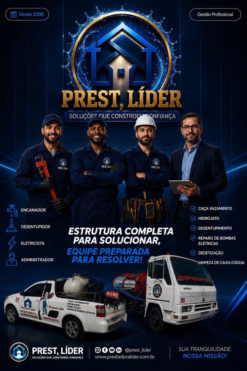 Equipe e estrutura completa da Prestadora Líder
